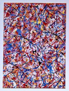 Josip Rubes, Abstract artwork, 55x40 cm., enamel on paper, 2025.